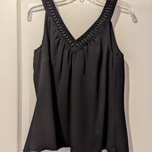 Ann Taylor 10 Petite black beaded strappy top